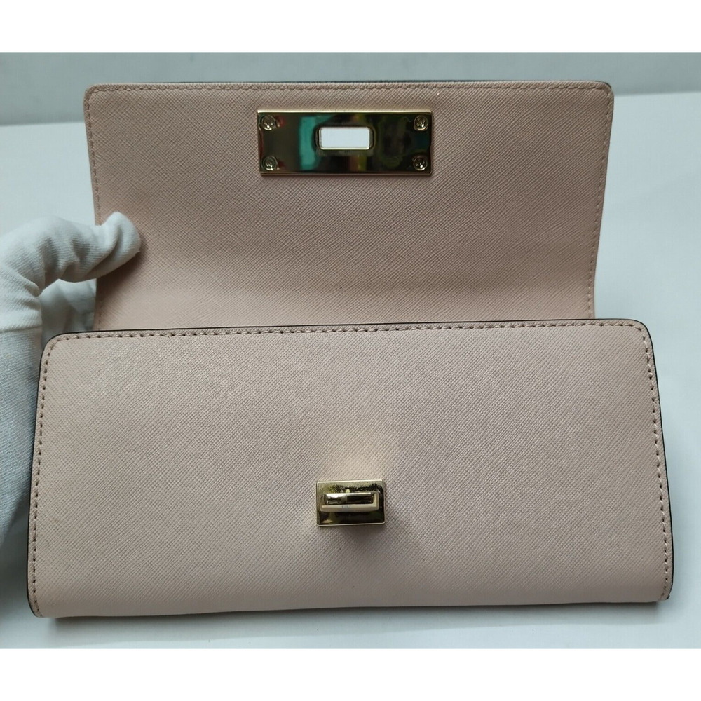 Michael Kors Pink Crossgrain Leather Pushlock Credit Card Bifold Wallet - Picture 7 of 16